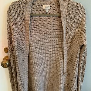AMERICAN EAGLE BEIGE CABLE KNIT LONG CARDIGAN